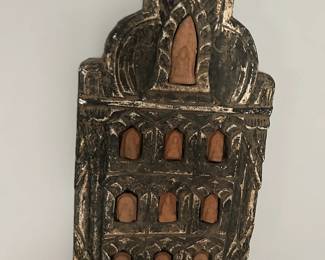 Wood and Ceramic Buddhist Plaque