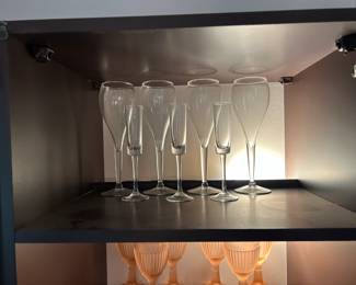 Wine glasses and champagne flutes in different sizes and shapes