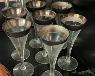 Silver Rimmed Drinking Glasses