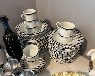 Black and white striped dishes