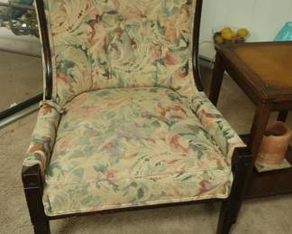 high back floral chair