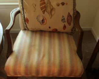 vintage chair with stripe like fabric