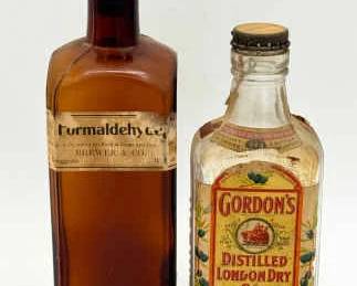 Vintage “Formaldehyde" from "Brewer & Co. Druggists & Gin Bottles (empty)
