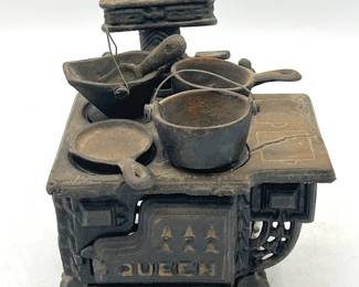 6” Queen Cast Iron Stove with Pots & Pans
