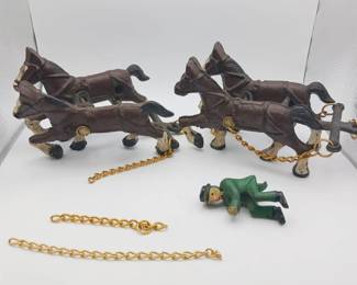Cast Iron Vintage Horses & Figure
