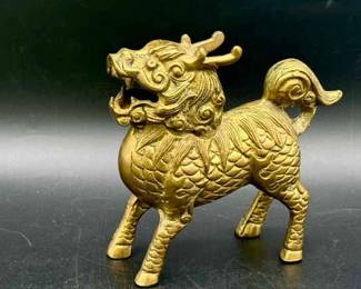 Antique Metal Foo Dog Chinese Incense Burner
