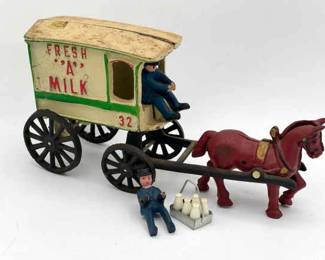 Cast Iron Fresh 'A' Milk Cart With Driver
