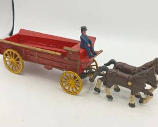 Cast Iron Horses & Driver Vintage Toys
