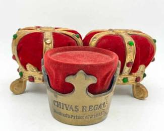 Chivas Regal Scotch Whisky Bottle Display & (2) Crowns
