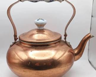 Delaney House Copper Teapot with Porcelain Handle
