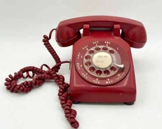 Vintage Red Rotary Phone Western Bell
