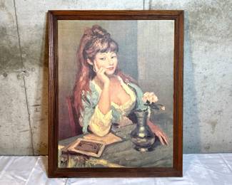 Claudine And The Red Rose Print On Canvas
