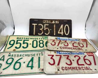 (5) Vintage License Plates
