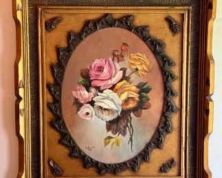 D. Pine Signed Floral Painting
