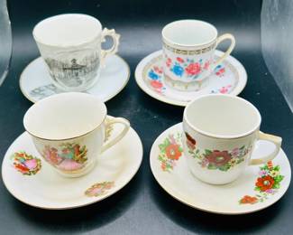 (4) Miniature Teacups & Saucers
