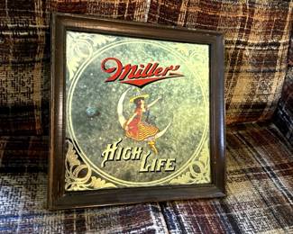 Vintage - Miller High Life - Woman On The Moon Framed Mirror

