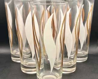 (7) White Colony Gold Flame MCM Drinking Glasses
