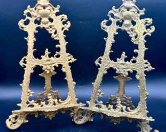 (2) Ornate Metal Easels
