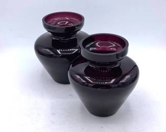 (2) Amethyst Glass Vases From Poland

