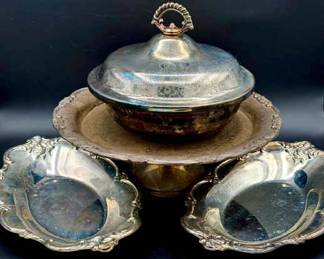 Silverplate Cake Stand & More Lot
