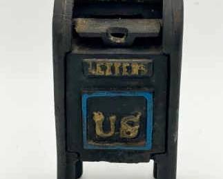 Cast Iron Mailbox Bank With Coins
