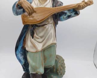 Shiwan Mudman Figurine Playing Lute-like Instrument
