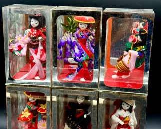 (6) Japanese Geisha Dolls In Boxes
