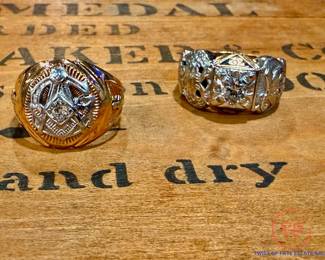Masonic/Shriners 14KT White and Yellow GOLD Rings