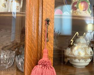 Antique Tiger Oak Curio Cabinet with Claw Feet