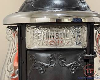 Restored Antique Late 1880s Glory Peninsular Stove Co. Detroit Chicago Buffalo No. 164 Cast Iron Pot Belly Stove