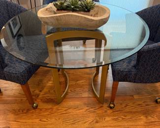 Glass Top Table with Club Chairs Set