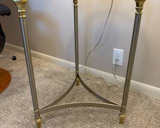 Mid-Century Mixed Media Gueridon Round Side Table by LaBarge