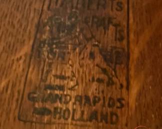 Antique Signed LIMBERT No. 1610 Mission Oak Arts and Crafts Tall Back Pegged Rocking Chair