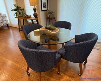 Glass Top Table with Club Chairs Set