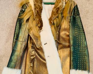 fun leather and fur jacket size medium