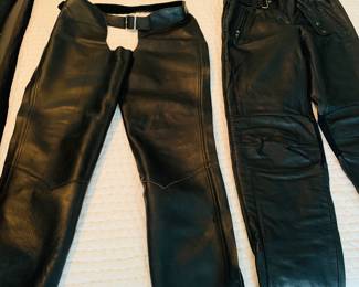 Leather women’s Harley Davidson motorcycle gear.
