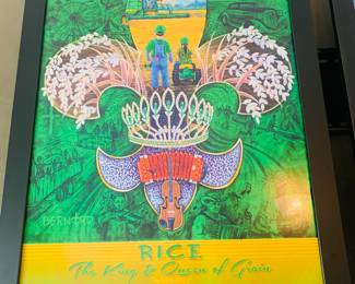 signed and framed Crowley Rice Festival poster