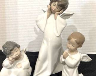 3 Lladros Angel Praying, Mime Angel, Angel Thinking