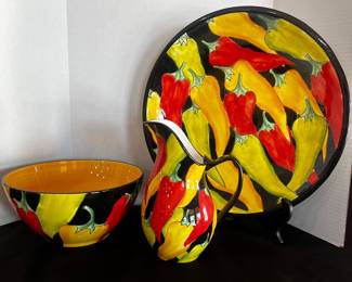 Pepper Painted Dish Set Stonelite Clay
