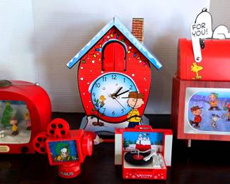 Cute Snoopy Cuckoo Clock NIB, Hallmark Tilted TV, Miniature Record Player