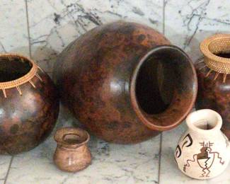 Gourd Pots One Signed Small Pot