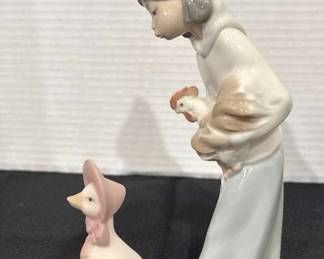 2 Lladros Shepherdess With Rooster 4677, Golden Memories Mother Goose Ornament