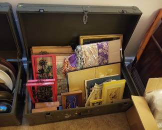 Army trunks; Japanese imported artwork & souvenirs