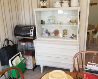 Painted white glass front hutch
