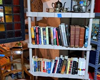 Victorian chair; books