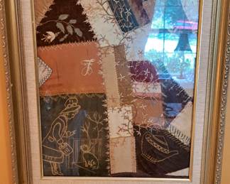 Framed portion of crazy quilt