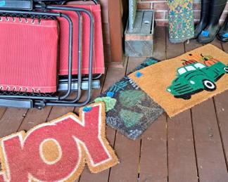 Outdoor lounge chairs; floor mats