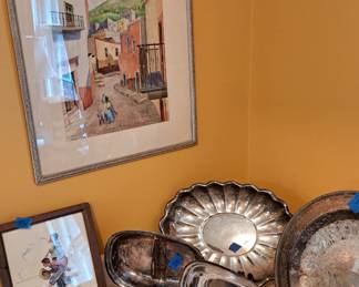 Trays, wine holders, candle snuffter