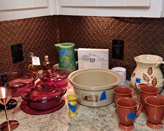 Bakeware, pitchers, coffee cups
