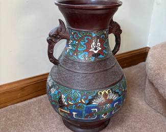 Japanese Bronze enamel Cloisonne vase 